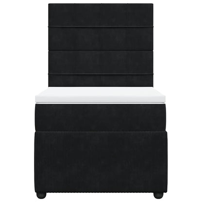 Giroletto a Molle con Materasso Nero 80x200 cm in Velluto