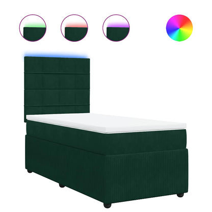 Giroletto a Molle con Materasso Verde Scuro 80x200 cm Velluto