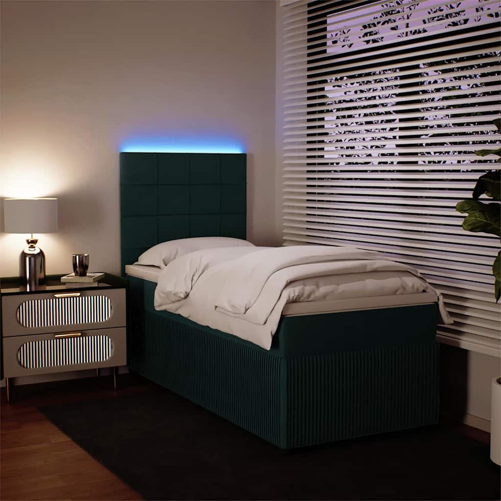 Giroletto a Molle con Materasso Verde Scuro 80x200 cm Velluto