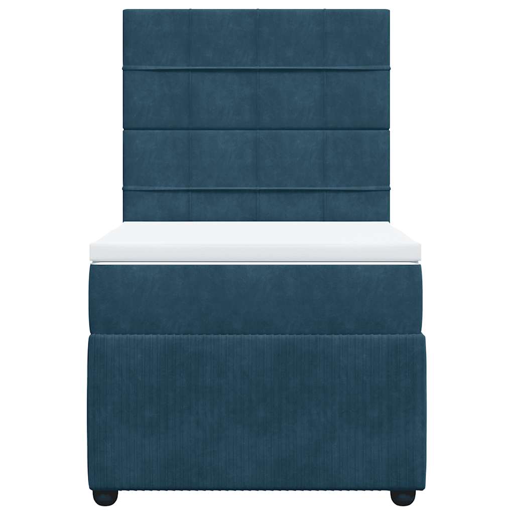 Giroletto a Molle con Materasso Blu 80x200 cm in Velluto