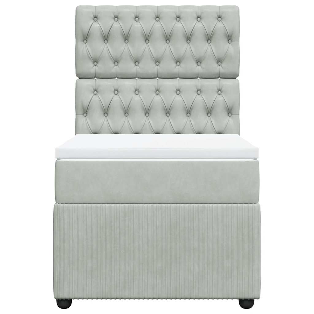 Giroletto a Molle con Materasso Grigio Chiaro 80x200 cm Velluto