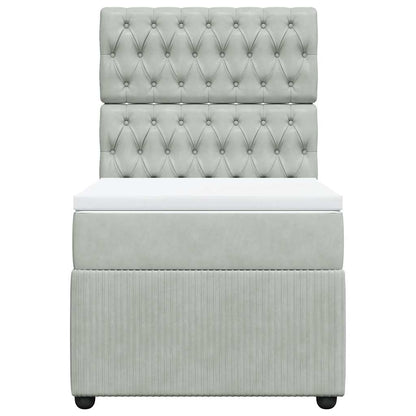 Giroletto a Molle con Materasso Grigio Chiaro 80x200 cm Velluto