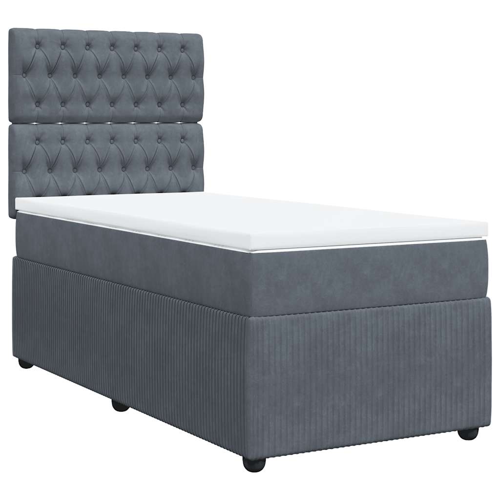 Giroletto a Molle con Materasso Grigio Scuro 80x200 cm Velluto | homemem39