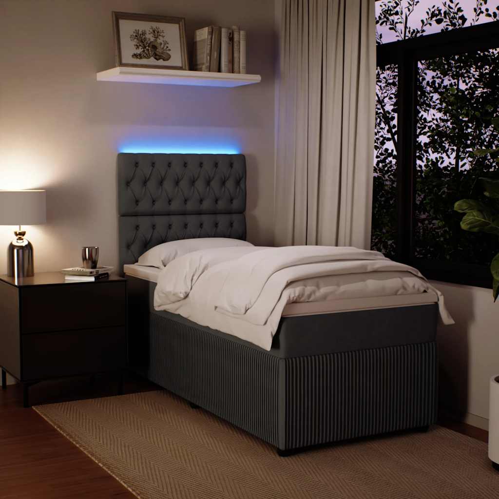 Giroletto a Molle con Materasso Grigio Scuro 80x200 cm Velluto