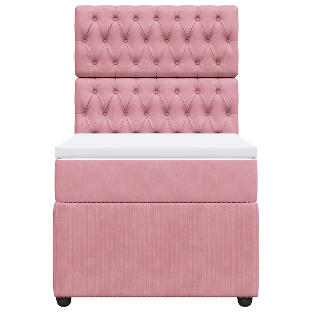 Giroletto a Molle con Materasso Rosa 80x200 cm in Velluto