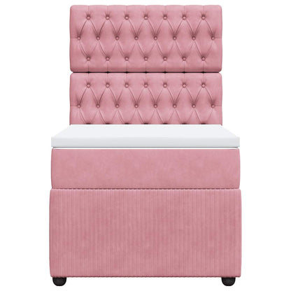 Giroletto a Molle con Materasso Rosa 80x200 cm in Velluto