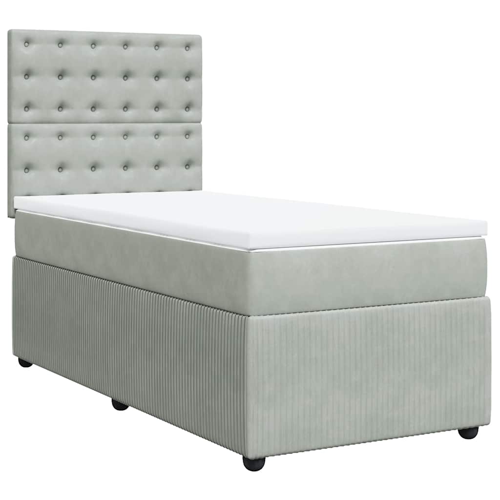 Giroletto a Molle con Materasso Grigio Chiaro 80x200 cm Velluto