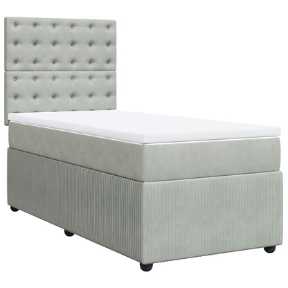 Giroletto a Molle con Materasso Grigio Chiaro 80x200 cm Velluto