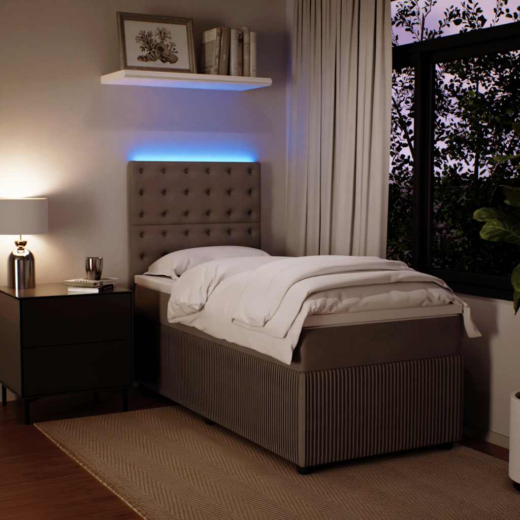 Giroletto a Molle con Materasso Grigio Chiaro 80x200 cm Velluto