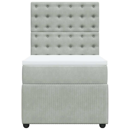 Giroletto a Molle con Materasso Grigio Chiaro 80x200 cm Velluto