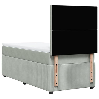 Giroletto a Molle con Materasso Grigio Chiaro 80x200 cm Velluto