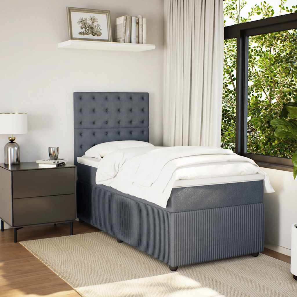 Giroletto a Molle con Materasso Grigio Scuro 80x200 cm Velluto | homemem39