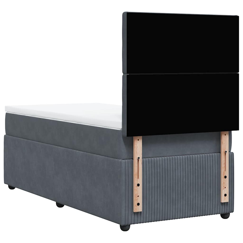 Giroletto a Molle con Materasso Grigio Scuro 80x200 cm Velluto | homemem39