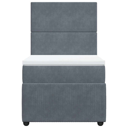 Giroletto a Molle con Materasso Grigio Scuro 90x190 cm Velluto