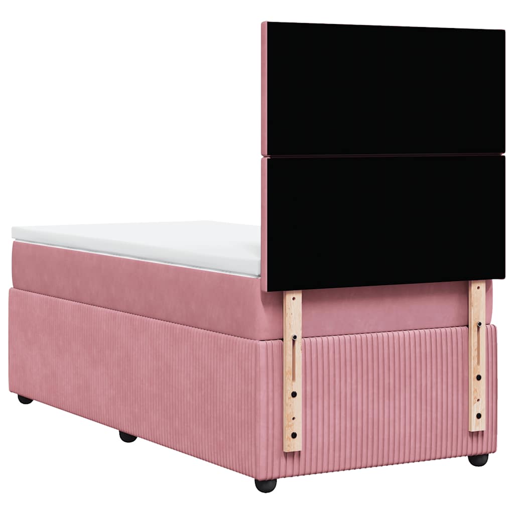Giroletto a Molle con Materasso Rosa 90x190 cm in Velluto