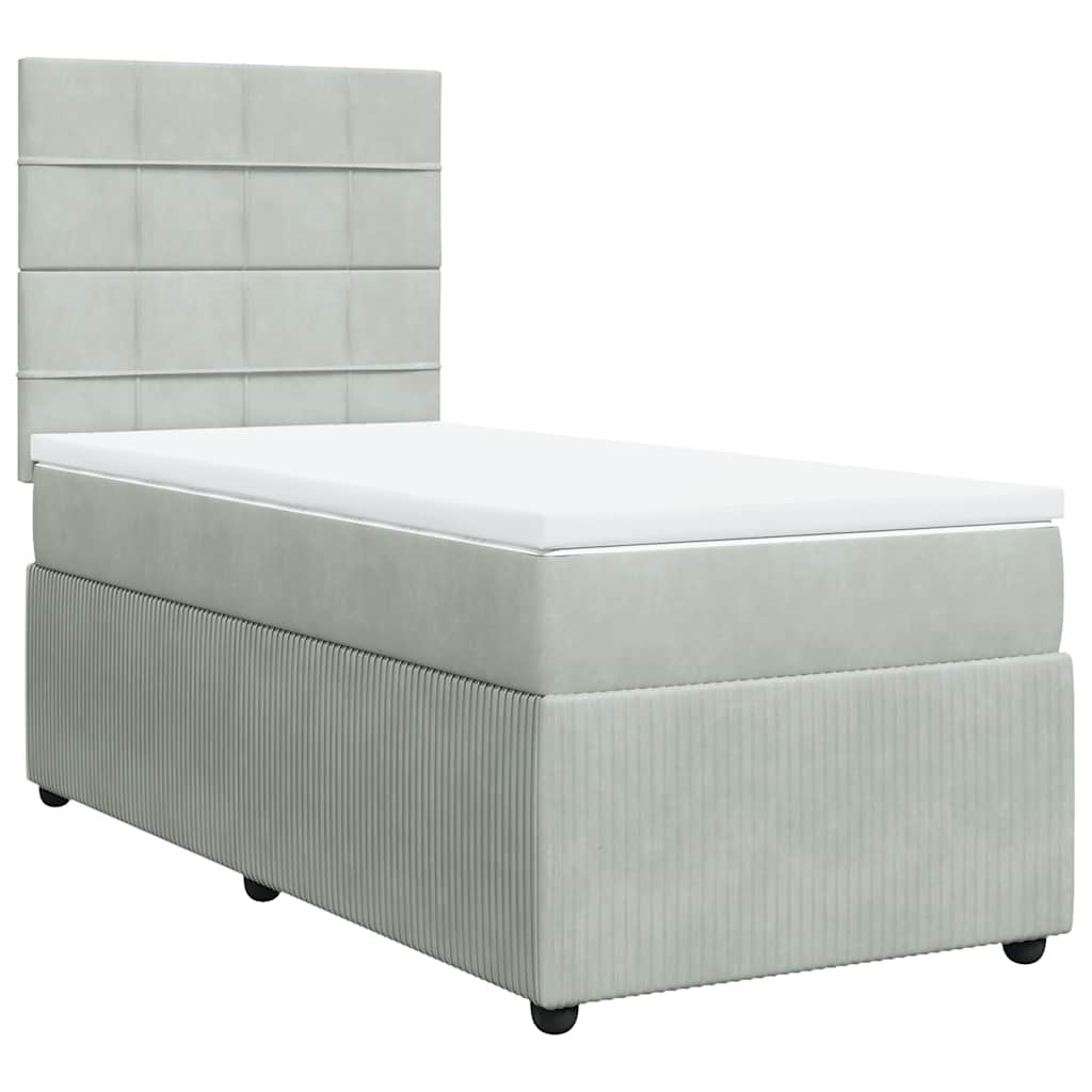 Giroletto a Molle con Materasso Grigio Chiaro 90x190 cm Velluto