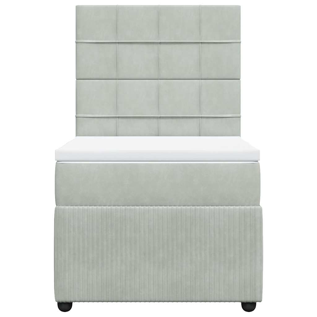 Giroletto a Molle con Materasso Grigio Chiaro 90x190 cm Velluto