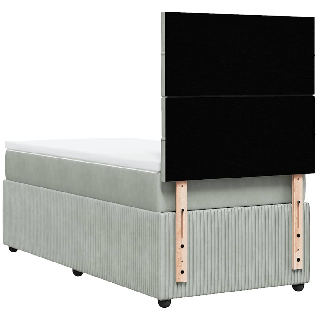 Giroletto a Molle con Materasso Grigio Chiaro 90x190 cm Velluto