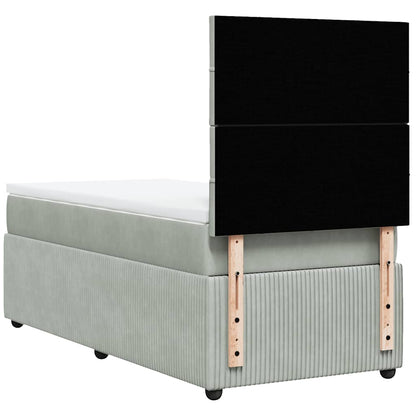 Giroletto a Molle con Materasso Grigio Chiaro 90x190 cm Velluto