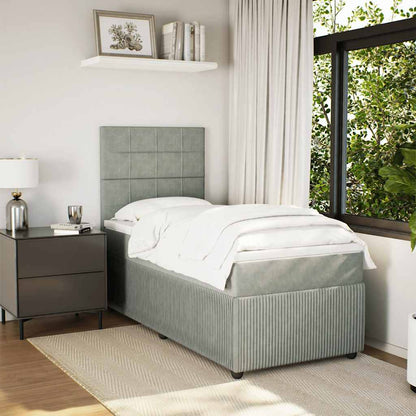 Giroletto a Molle con Materasso Grigio Chiaro 90x190 cm Velluto