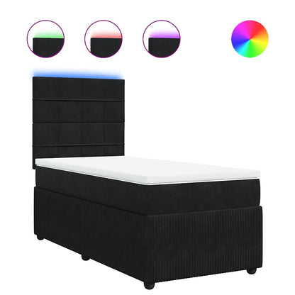 Giroletto a Molle con Materasso Nero 90x190 cm in Velluto