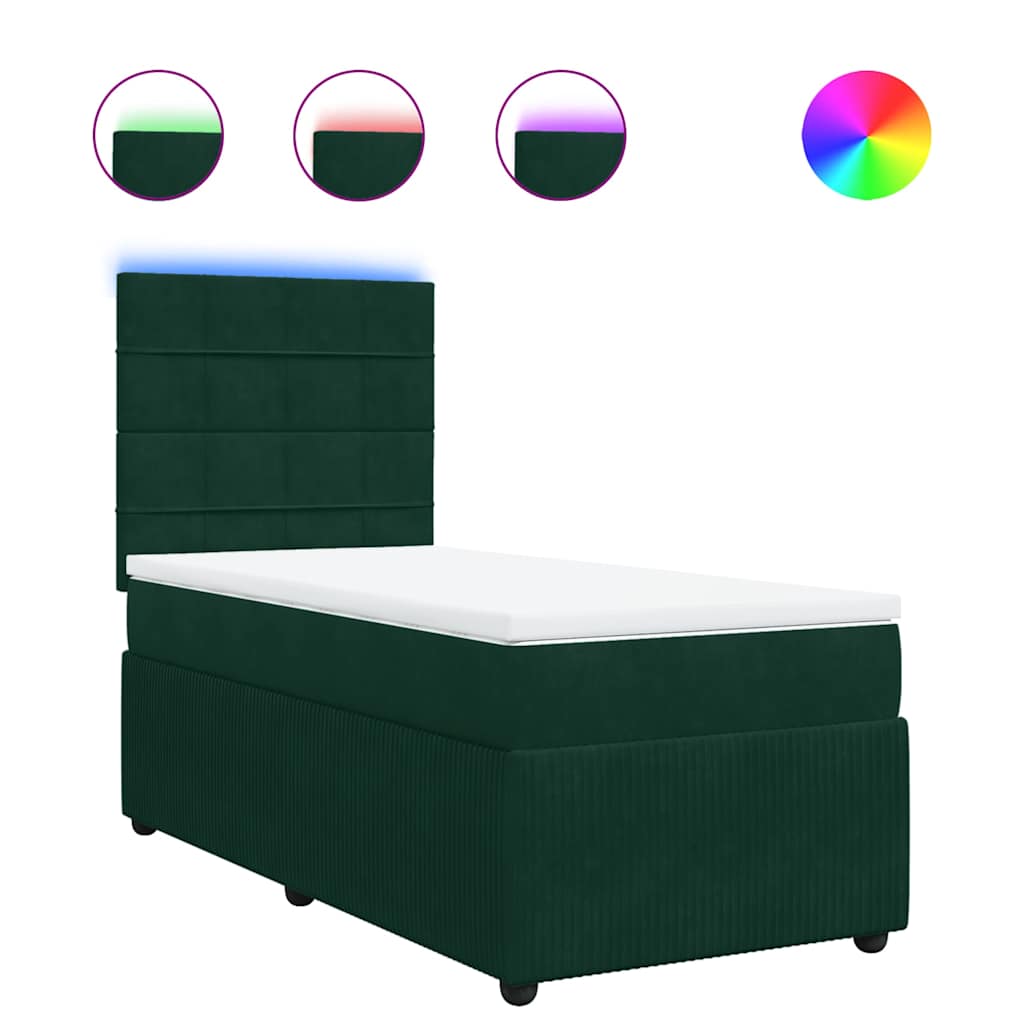 Giroletto a Molle con Materasso Verde Scuro 90x190 cm Velluto