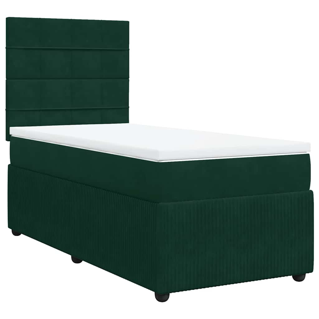 Giroletto a Molle con Materasso Verde Scuro 90x190 cm Velluto