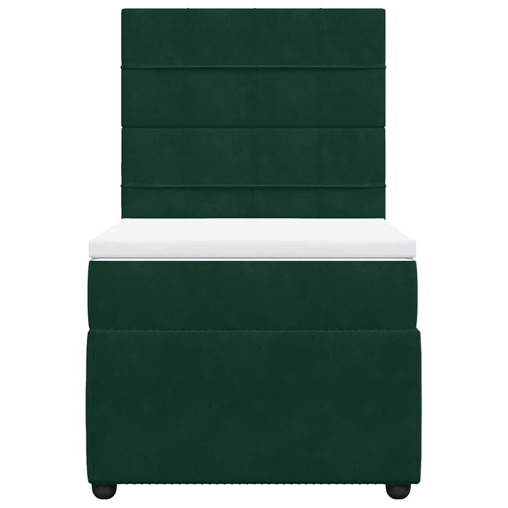 Giroletto a Molle con Materasso Verde Scuro 90x190 cm Velluto