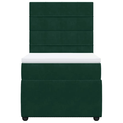Giroletto a Molle con Materasso Verde Scuro 90x190 cm Velluto