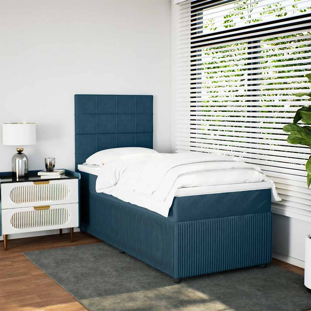 Giroletto a Molle con Materasso Blu 90x190 cm in Velluto