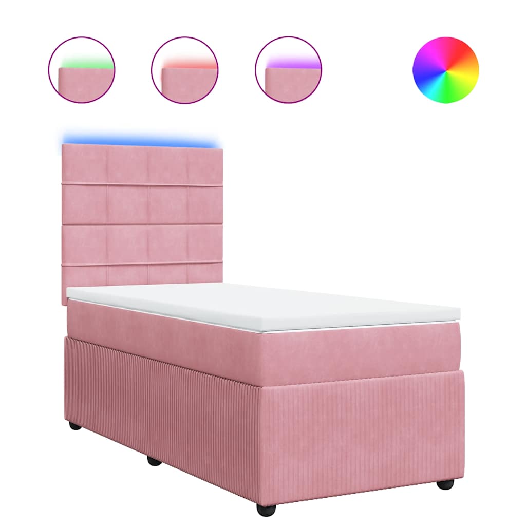Giroletto a Molle con Materasso Rosa 90x190 cm in Velluto | homemem39