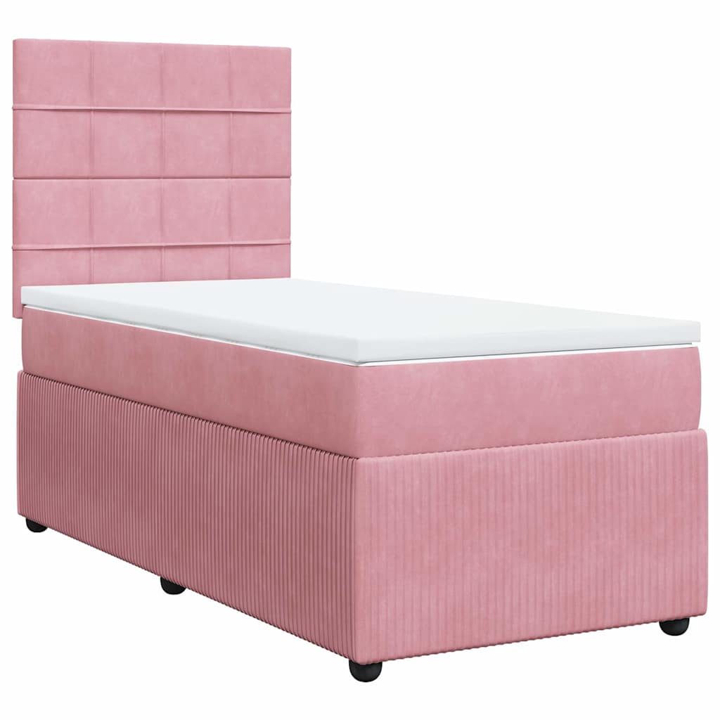 Giroletto a Molle con Materasso Rosa 90x190 cm in Velluto | homemem39