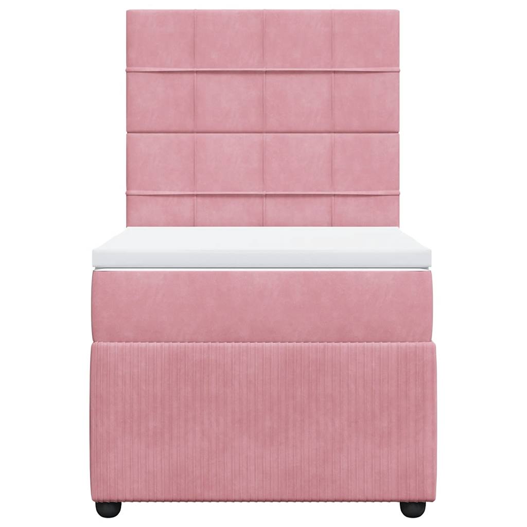 Giroletto a Molle con Materasso Rosa 90x190 cm in Velluto | homemem39