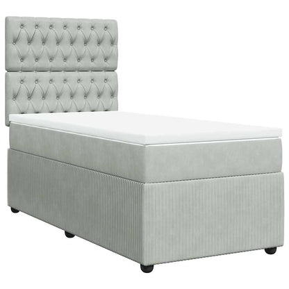Giroletto a Molle con Materasso Grigio Chiaro 90x190 cm Velluto