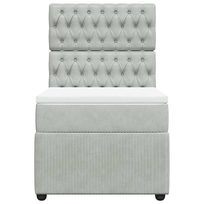 Giroletto a Molle con Materasso Grigio Chiaro 90x190 cm Velluto