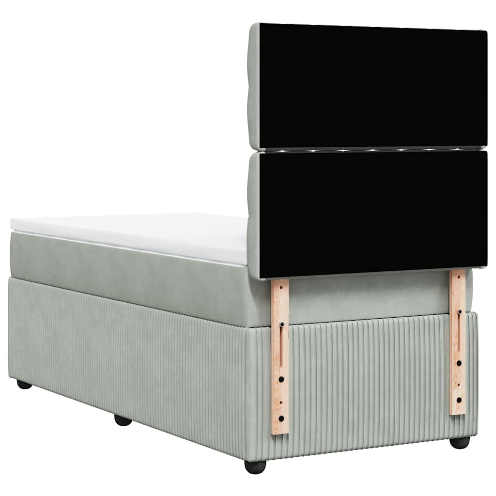 Giroletto a Molle con Materasso Grigio Chiaro 90x190 cm Velluto
