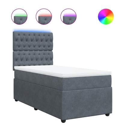Giroletto a Molle con Materasso Grigio Scuro 90x190 cm Velluto
