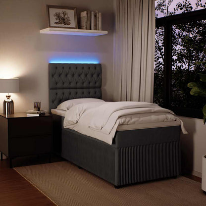 Giroletto a Molle con Materasso Grigio Scuro 90x190 cm Velluto