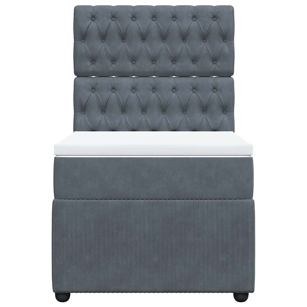 Giroletto a Molle con Materasso Grigio Scuro 90x190 cm Velluto - homemem39