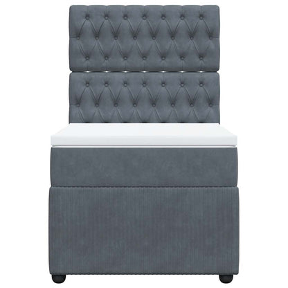Giroletto a Molle con Materasso Grigio Scuro 90x190 cm Velluto - homemem39