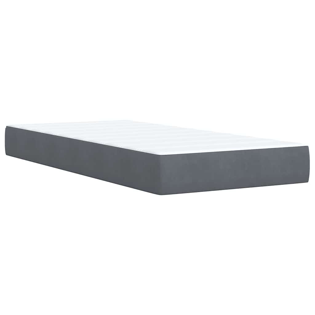 Giroletto a Molle con Materasso Grigio Scuro 90x190 cm Velluto