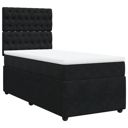 Giroletto a Molle con Materasso Nero 90x190 cm in Velluto