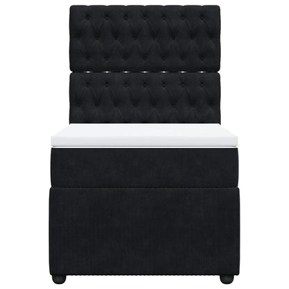 Giroletto a Molle con Materasso Nero 90x190 cm in Velluto