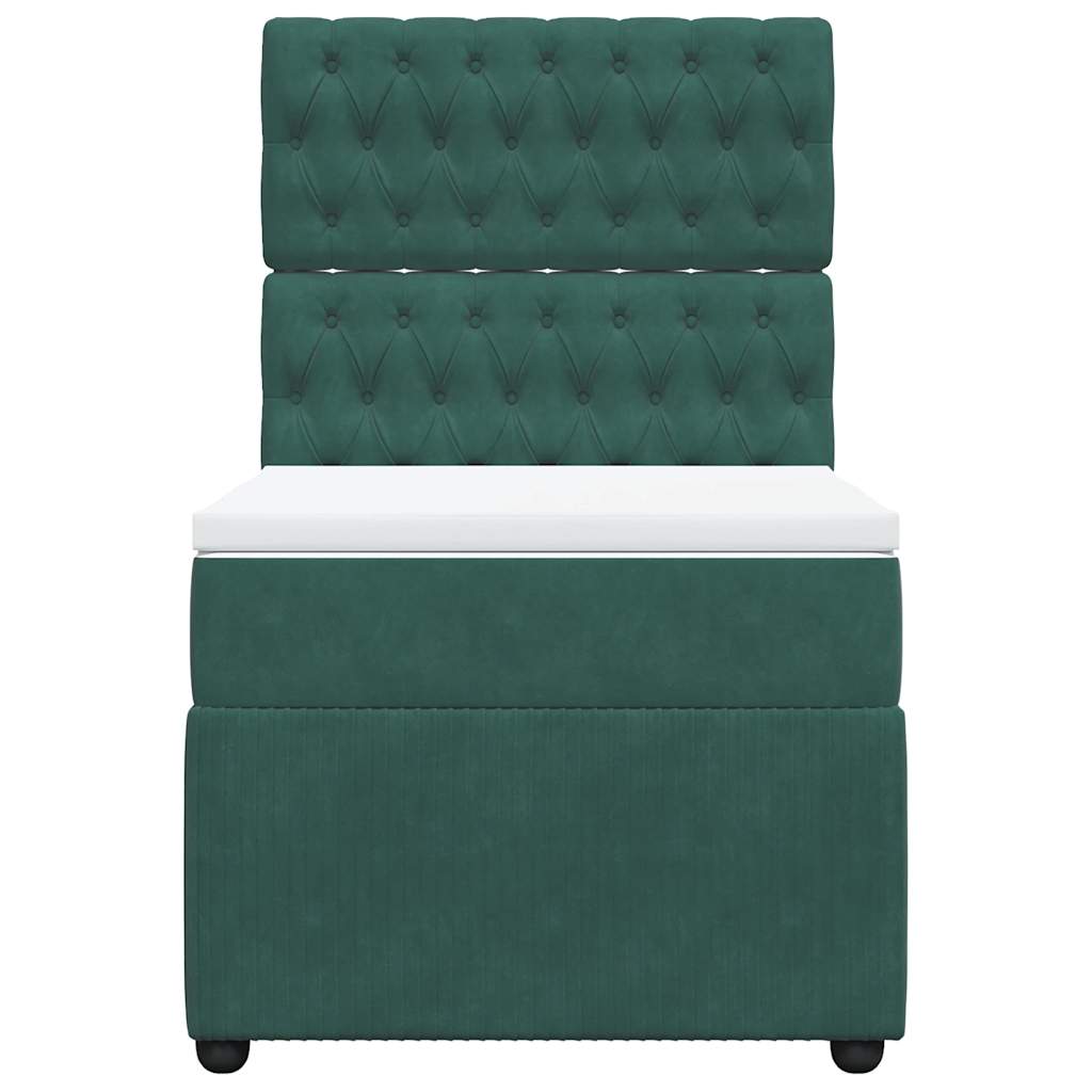 Giroletto a Molle con Materasso Verde Scuro 90x190 cm Velluto