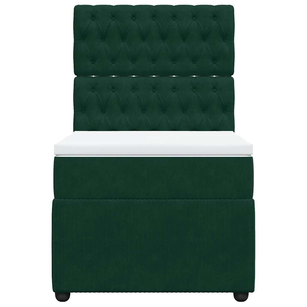 Giroletto a Molle con Materasso Verde Scuro 90x190 cm Velluto