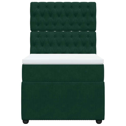 Giroletto a Molle con Materasso Verde Scuro 90x190 cm Velluto