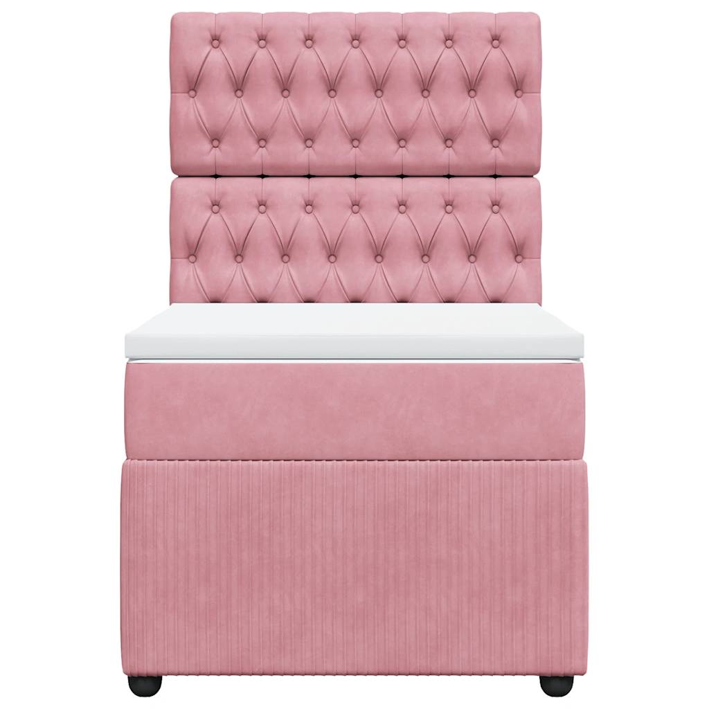 Giroletto a Molle con Materasso Rosa 90x190 cm in Velluto