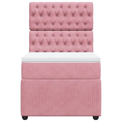Giroletto a Molle con Materasso Rosa 90x190 cm in Velluto