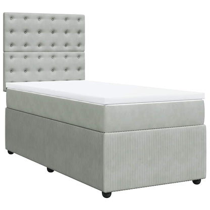 Giroletto a Molle con Materasso Grigio Chiaro 90x190 cm Velluto