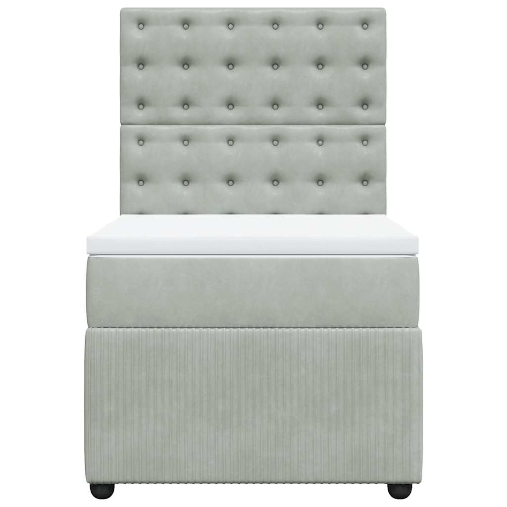 Giroletto a Molle con Materasso Grigio Chiaro 90x190 cm Velluto